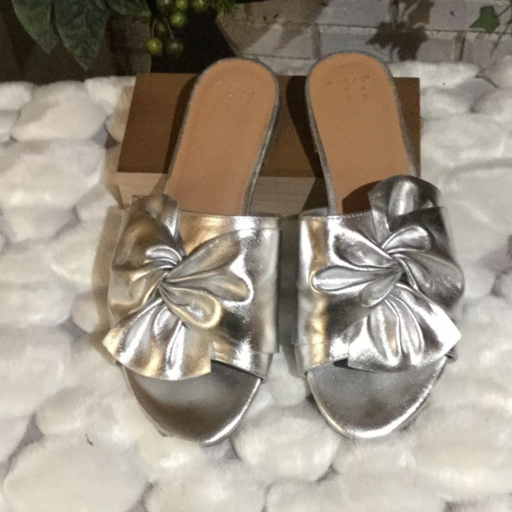 Silver Slide Sandals.